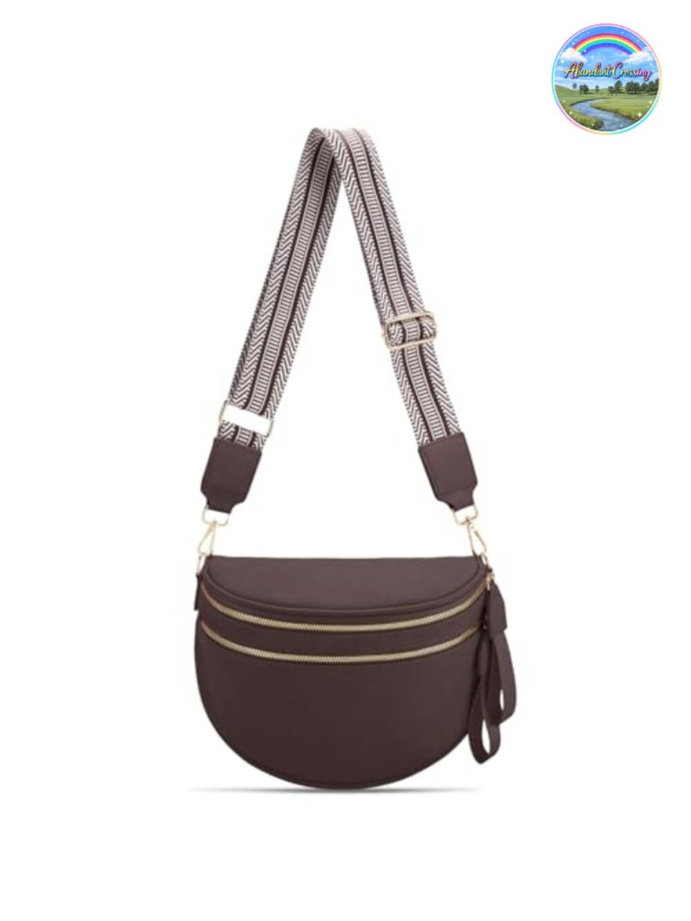Large PU Leather Sling Bag Crossbody Bum Bag with Multiple Pockets, Adjustable